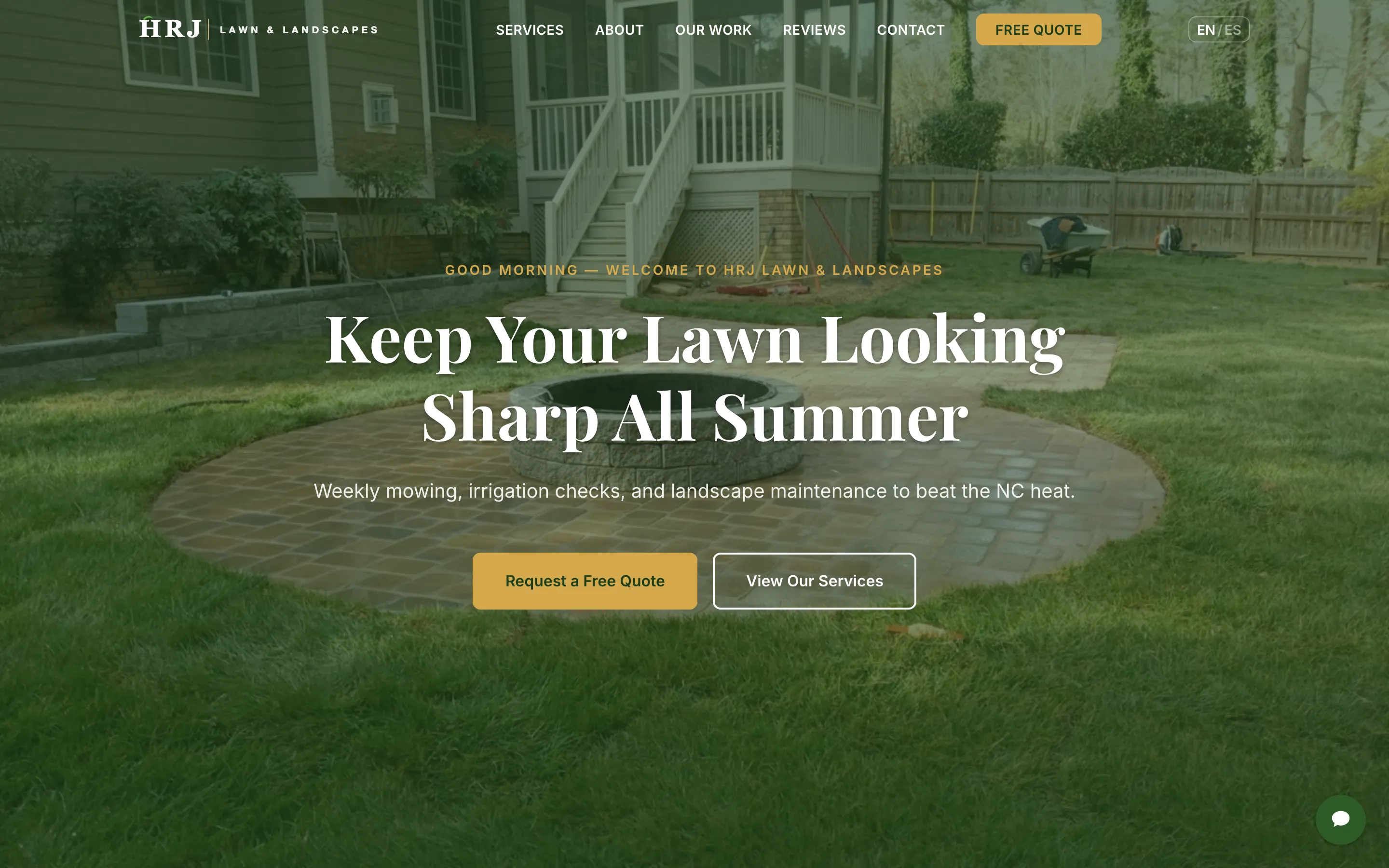 Homepage of HRJ Lawn and Landscapes, a landscaping company